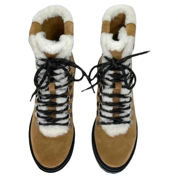 Marc Fisher Nalina Tan Leather Fur Tim Womens Ankle Boots Size 6M - Picture 5 of 10